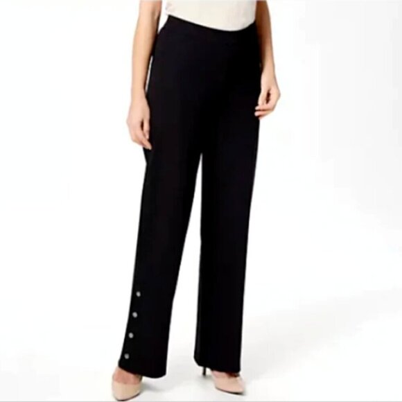 Isaac Mizrahi Live! 24/7 Stretch Pants with Snap Hem Sz 8 (31x30) Black #328C - Picture 2 of 10